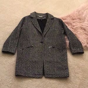 White House Black Market Tweed Coat Size Small Black/White